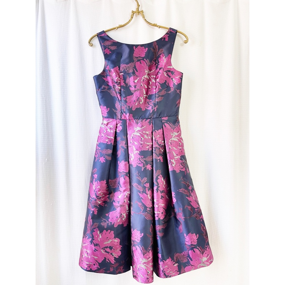Navy and fuschia floral sleeveless Eliza J cocktail dress